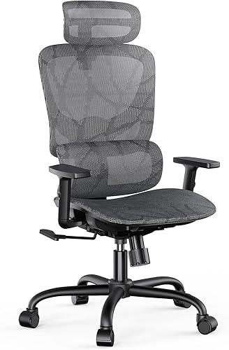 NOBLEWELL Silla de oficina ergonómica de malla con ajuste flexible, soporte lumbar, silla de computadora de escritorio con respaldo alto con