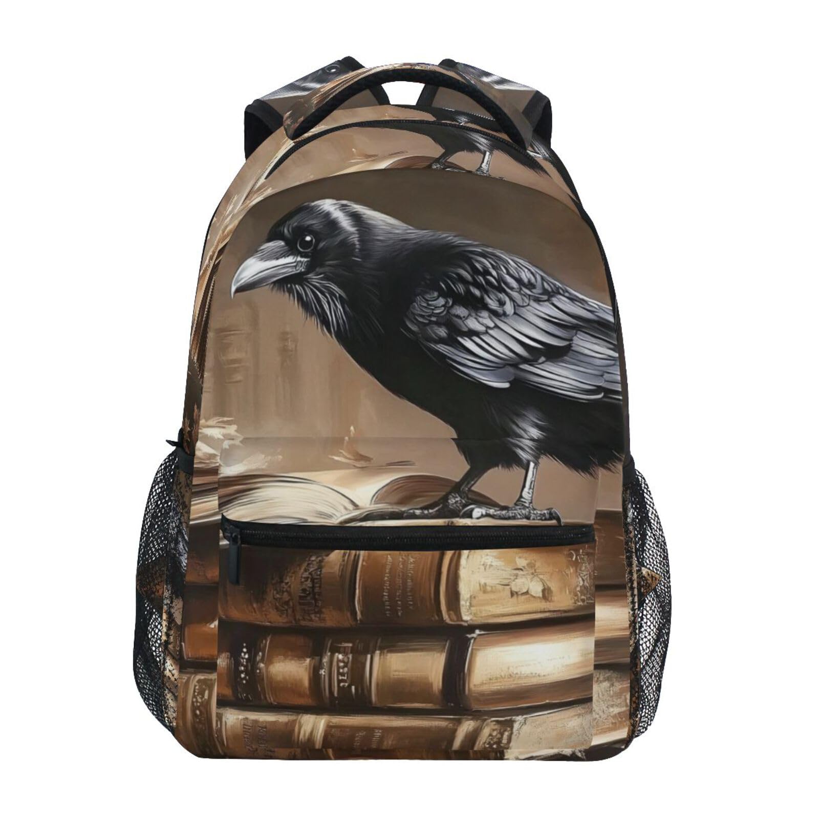 QGBYMX Backpack Crow Gothic Books for School Girls Boys - Book Bag Laptop Travel Backpack Daypack S