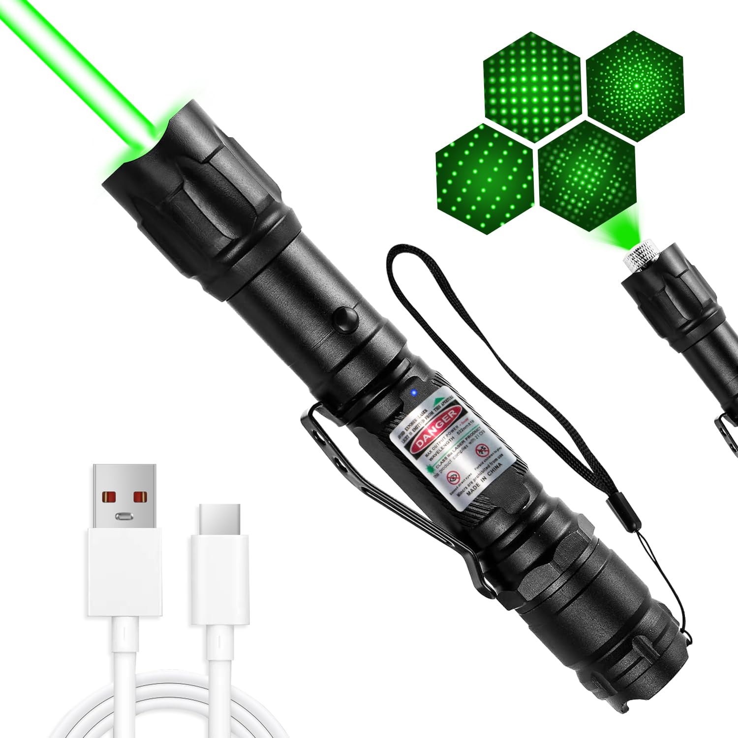 [Professional] Rechargeable Green Laser Pointer High Power Green Beam Laser Light Long Distance Range for TV/LED/LCD Screens Tactical Flashlights Presentation Office/Outdoors/Astronomic [002]