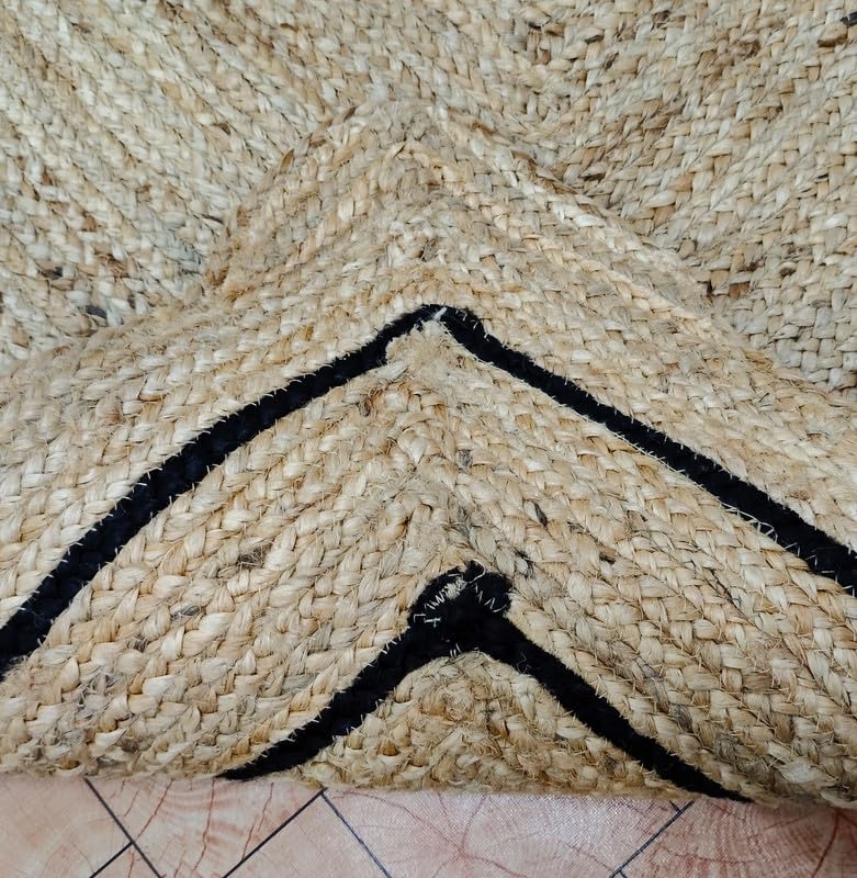 Alfombra de yute festoneado Trademoon hecha a mano de 7x10 pies con elegante borde negro 5