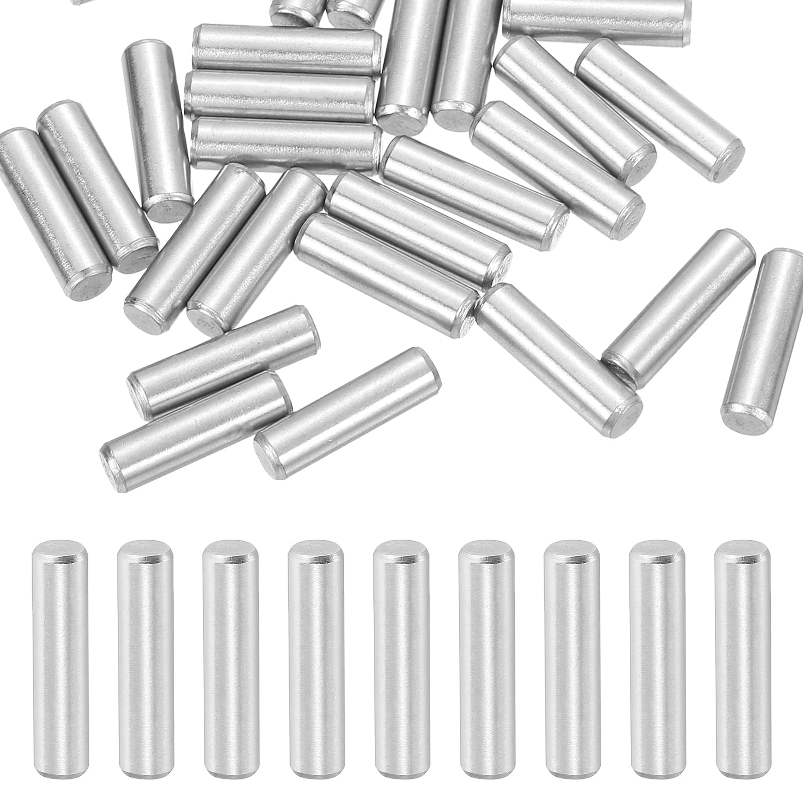 sourcing map 30 Pcs 4 x 12 mm 316 Stainless Steel Dowel Pins, Cylindrical Shelf Support Peg Pin Rod Fasten Elements for Machine Building, Furniture Installation, DIY Project, Silver