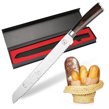 iMarku 10-Inch Pro Serrated Bread Cake Slicer Knife German Stainless Steel Bread Slicer