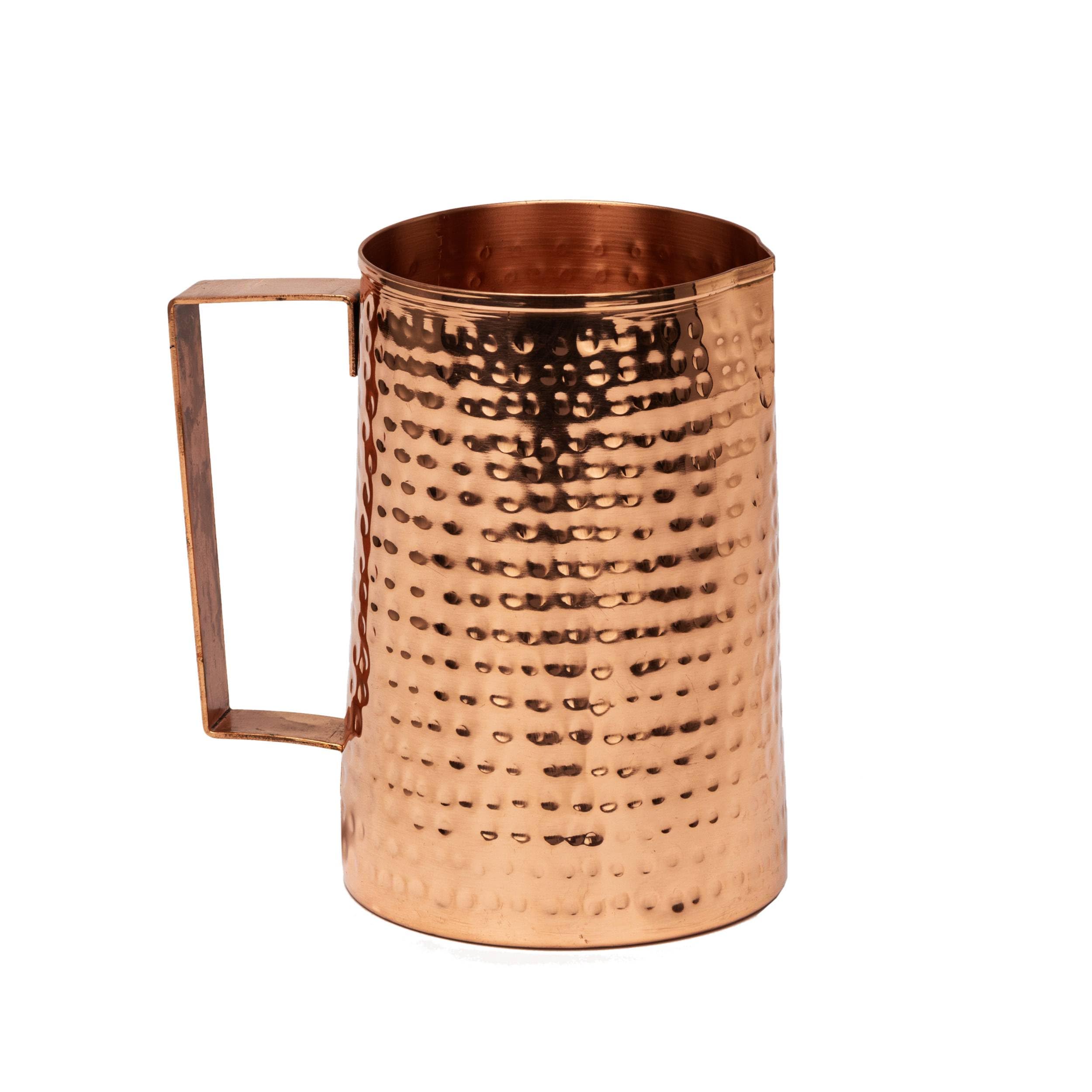 NKlaus Hammered dzbanek miedziany 1500 ml - czysta miedź (100%), ręcznie wykonany dzbanek na wodę, ajurwedyjski dzbanek miedziany 16155