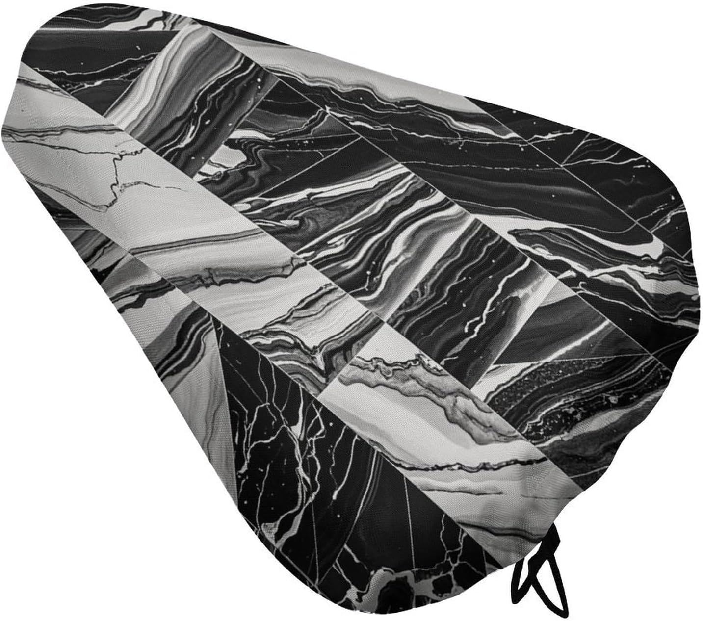 Black Marble Bike Seat Cover Water-Repellent Exercise Bike Seat Cushion Bicycle Saddle Cover with Drawstring Rain Snow Dust Covers for City Mountain Road Biking