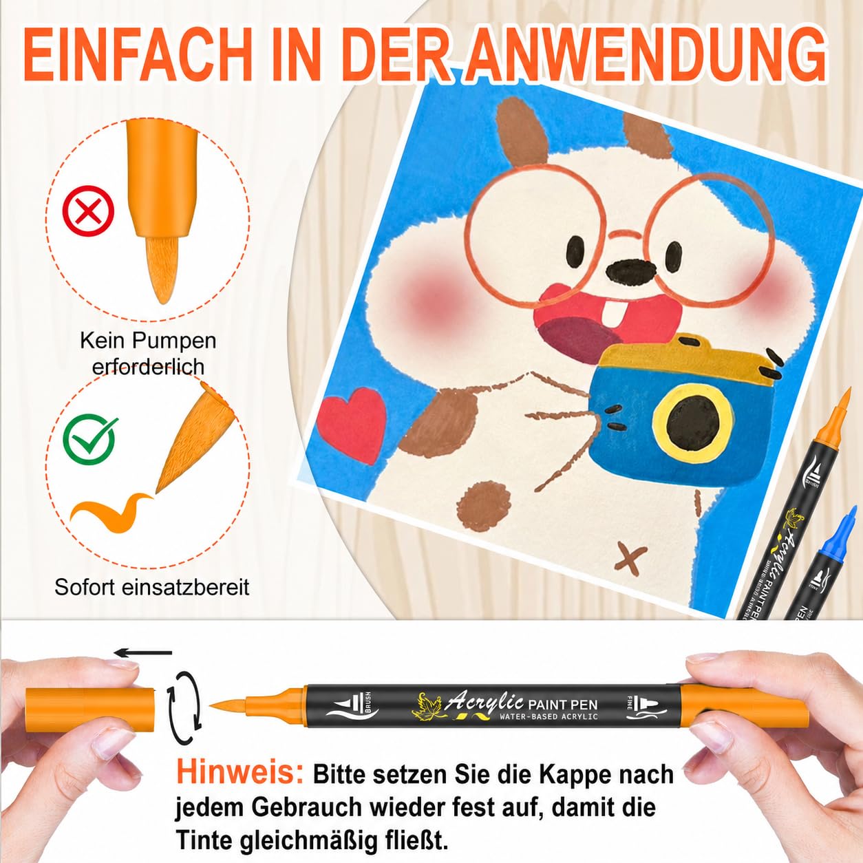 NICETY 128 Acrylstifte für Steine Wasserfest - Dual Tip Acrylmarker Multimarker für Steine Bemalen Holz Stein Stoff Leinwand Glas Keramik, 0.5-5mm Acrylfarben Stifte Acrylic Paint Marker Set