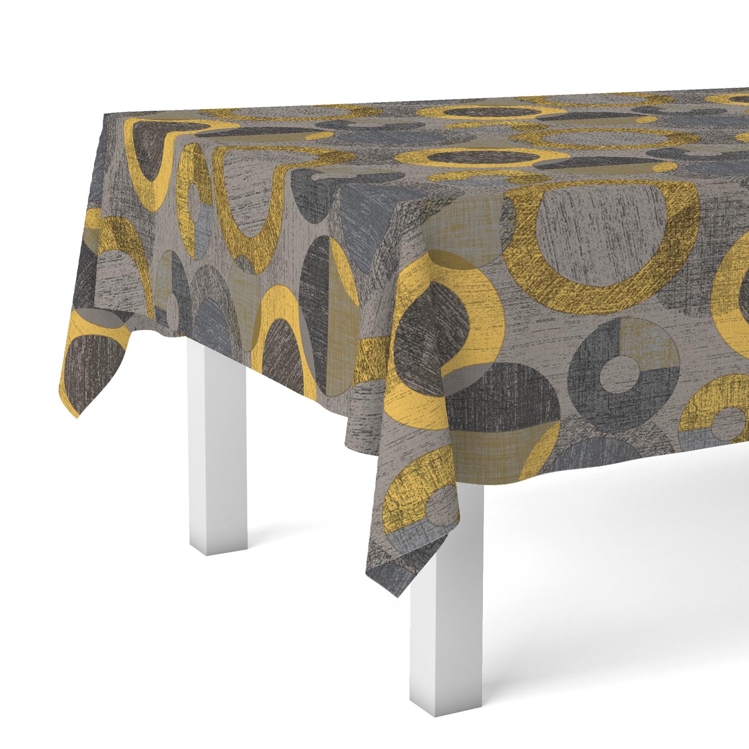 Martina Home Oilcloth Tablecloth TAMBRE Yellow 220 x 140 cm, Lemon Tree, 86.6 x 55.1 inch (Rectangular)