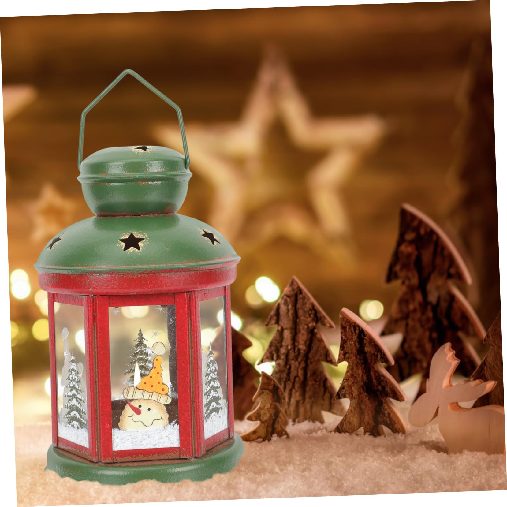 PRETYZOOM 2 Piezas De Decoraciones Navideñas Candelita Navideña Linterna Jaula Vela Linterna Decoraciones De Mesa Linternas Navideñas De Mesa Portavelas De Navidad Colgante