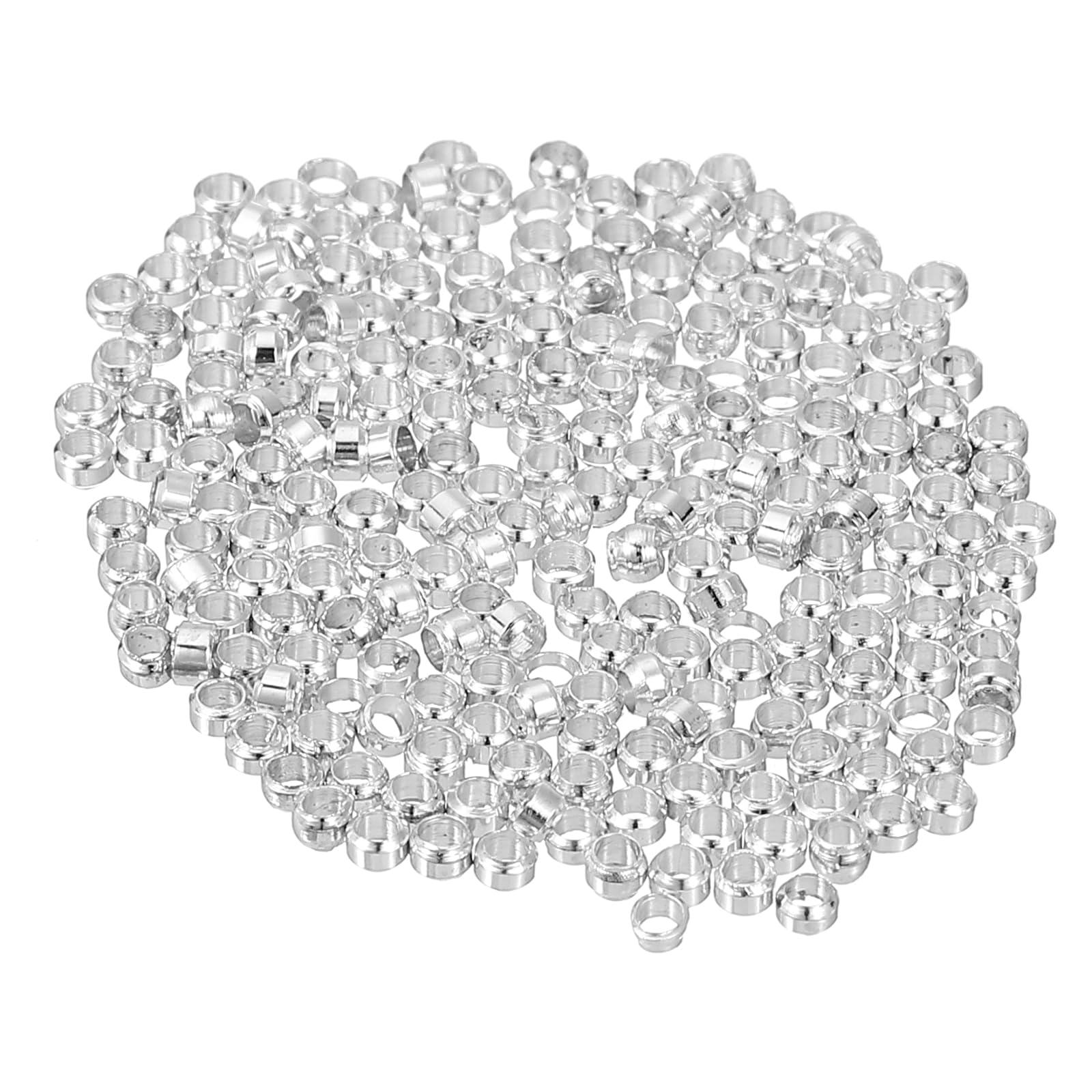 uxcell 500Pcs Round Crimp Beads, 2.5mm Metal Spacer Loose Beads Metal Clamp Ends Tiny Stoppers Bead for Bracelet Jewelry Making Craft DIY, Silver