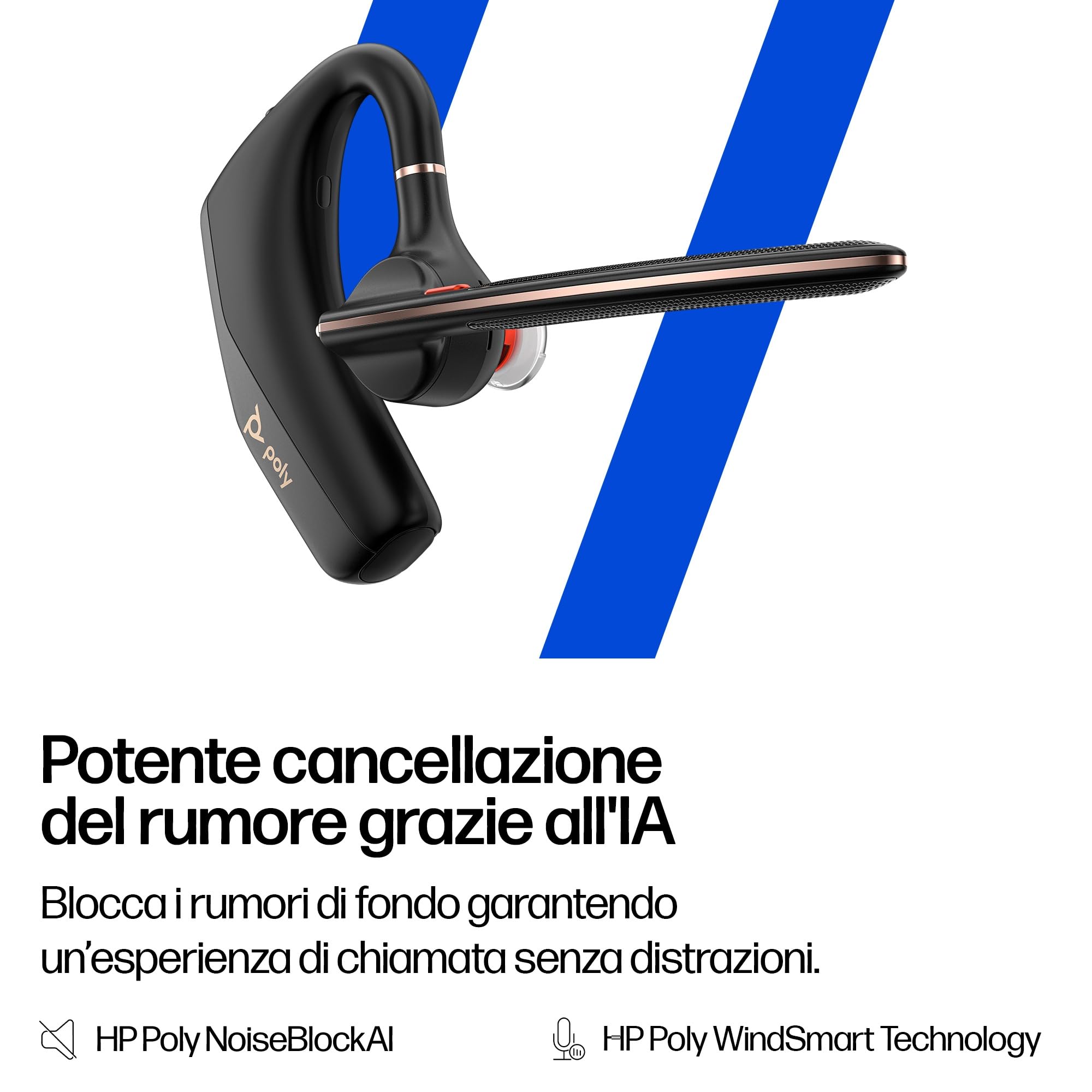 Poly Voyager Legend 50 Headset AV4N9AA con microfoni a cancellazione del rumore, tecnologia WindSmart e design ergonomico