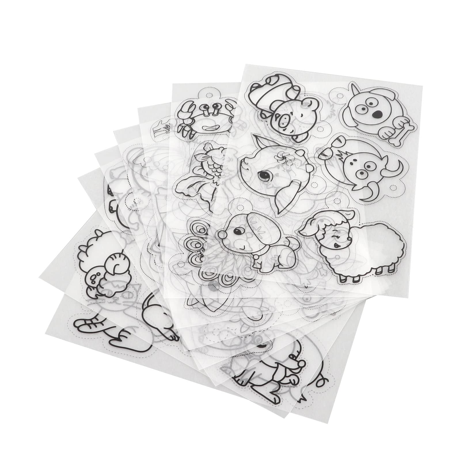 AMONIDAHeat Shrink Sheets, BOPS Material Translucency 8 Different Designs Shrink Plastic Jewelry for Bookmark Keychain (Animal Series JS-81 (8 Pieces/Pack))