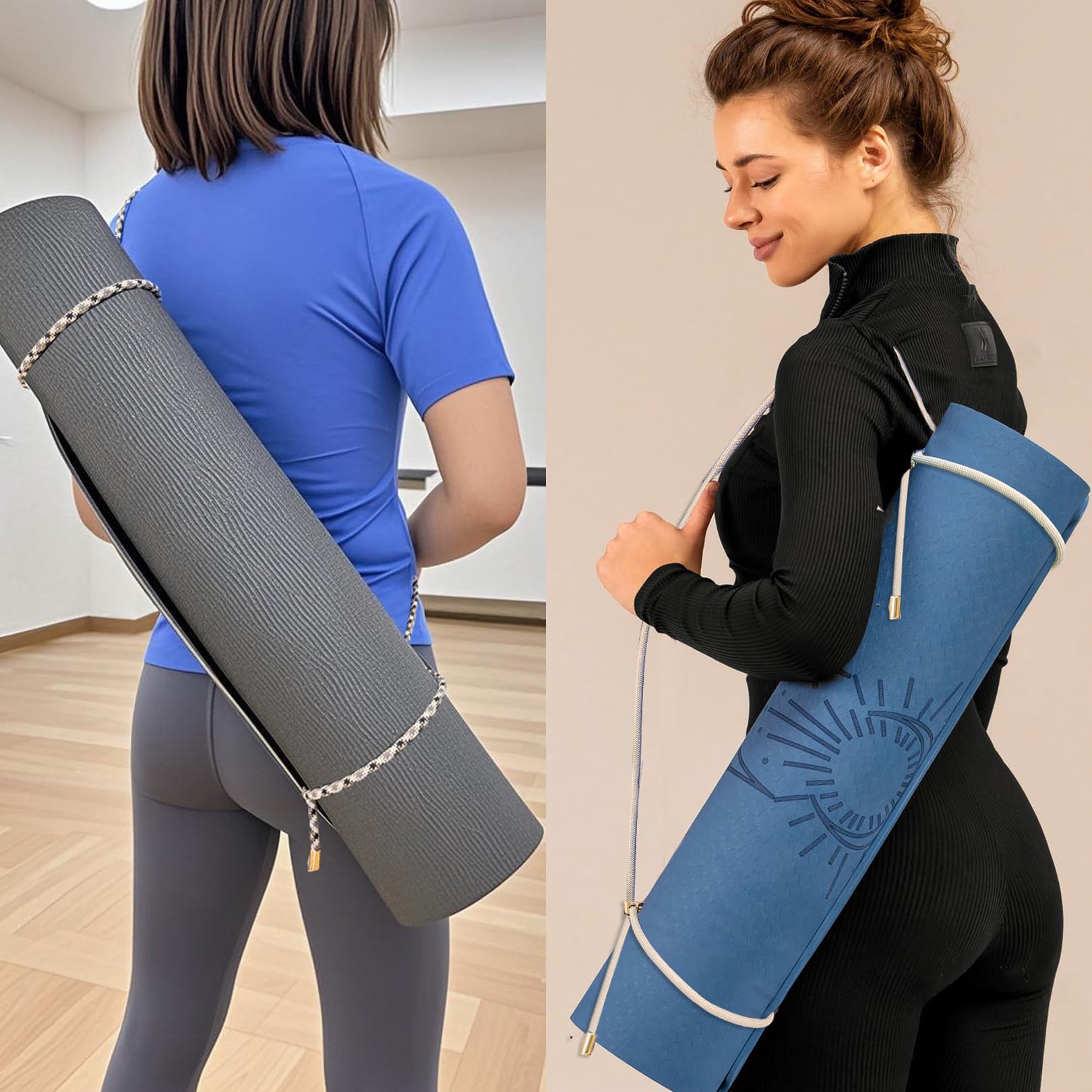 DAOSUN Correa para esterilla de yoga, soporte de cuerda de paracaídas ajustable de 8 mm para llevar esterillas de yoga, almohadillas de camping y mantas (solo correa)