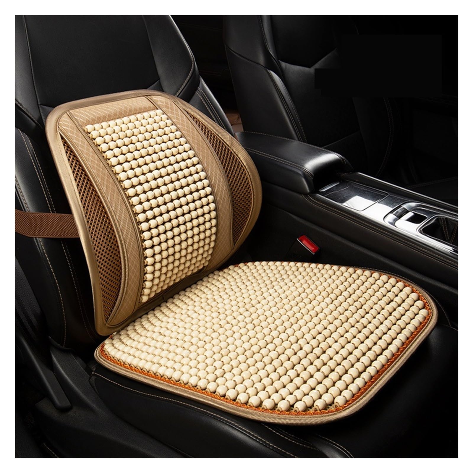 EDXNCVVM Car Chair Cushion Summer Cool Cushion Single Piece Of Wood Beads Summer Breathable Cushion Ventilation Cold Four Seasons Availabl(Milky)