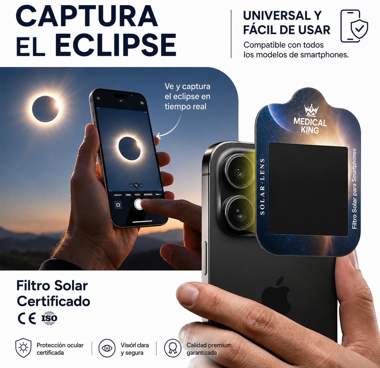 Medical king 50 Gafas Eclipse Solar Homologadas - Aprobados según la norma ISO, con certificación CE: Gafas para ver eclipses solar 2026