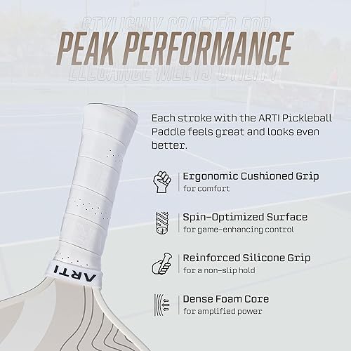 Miniatura 3 de ARTI Juego de 2 palas de pickleball aprobadas por USAPA, 2 raquetas de pickleball, 4 bolas y 1 bolsa de transporte portátil