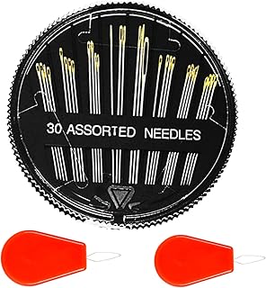 Premium Hand Sewing Needles for Sewing Repair, 30-Count Assorted Embroidery Needles with 2 Threaders, Large Eye Sharp Needle, Handsewing Needles Kit for Ccross Stitch