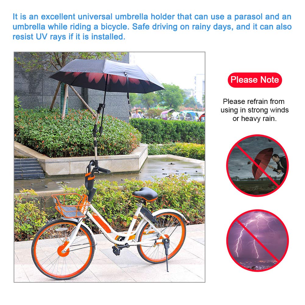 Zerodis Uchwyt na parasol do wózka, regulowany 360° parasol rowerowy rozciągliwy uchwyt stojak uchwyt wózek dziecięcy krzesło rowerowe