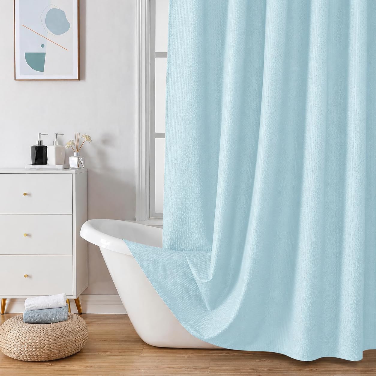 HOMETHREADS Embrace Luxury with Our 6-Feet Long Premium Polyester Shower Curtain with 12 Hooks for a Lavish Bathroom Ambiance | Stylish, Splendid, and Perfectly Sized (Grey_Leaf, 180x200cm) — Amazon image 13