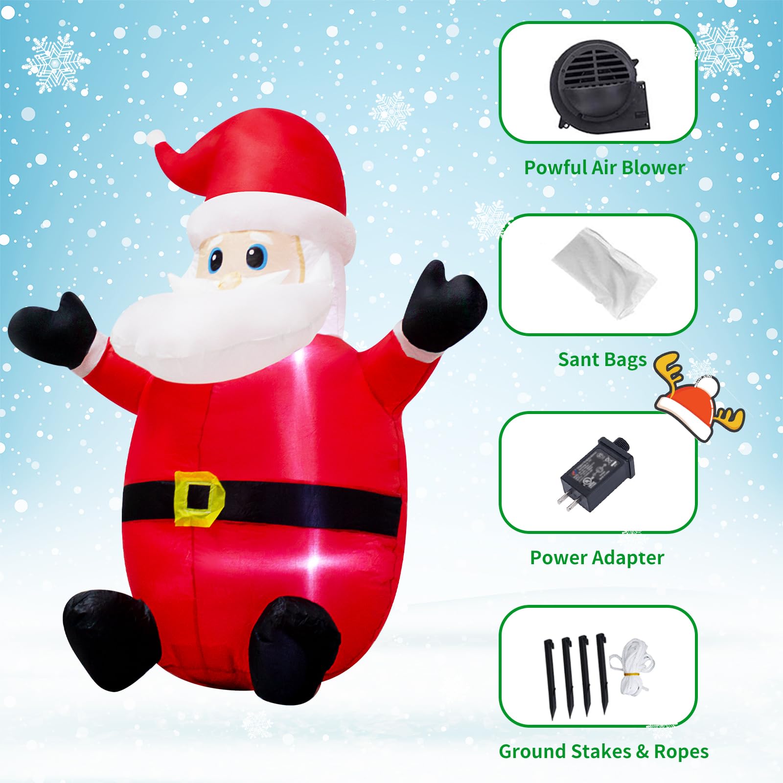 Babbo Natale gonfiabile da 1,2 m, decorazione per esterni, decorazione natalizia per interni, WM-02