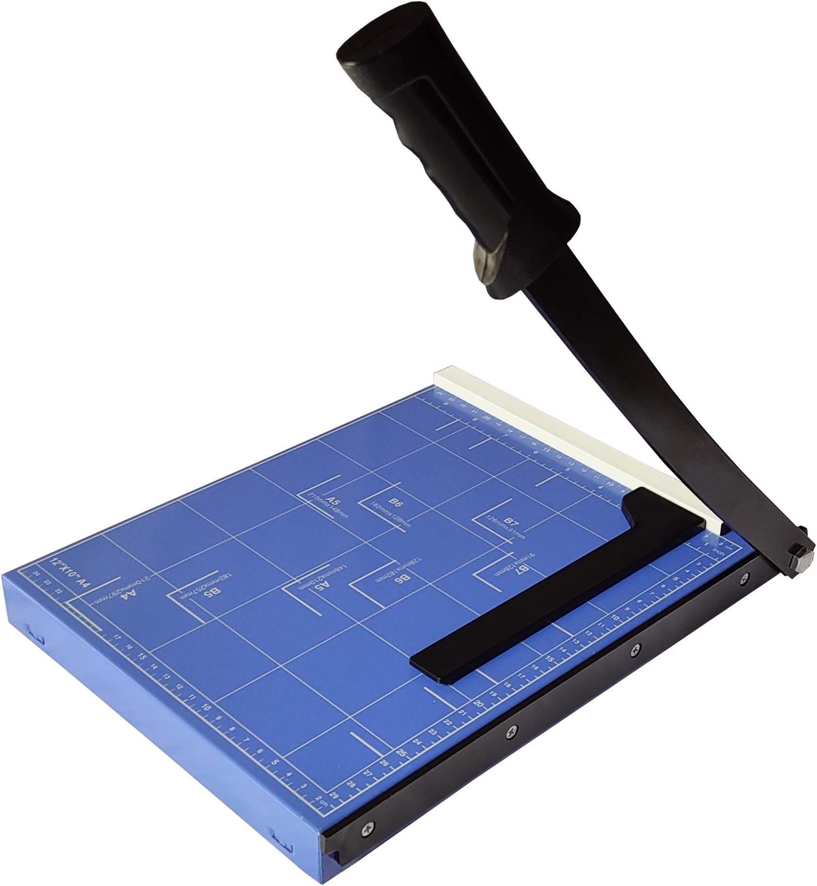 Heavy Duty Professional Magnetic A4 Paper Cutter Photo Cutter Guillotine Trimmer Office Cutting Machine Photo Studio Home and Craft (A4, B5, A5, B6, B7) (12.5 x 9.8 x 1.2 inch) (Blue)