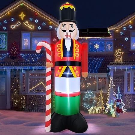 8 Foot Christmas Inflatable Nutcracker - Lighted Yard Decoration With Blower
