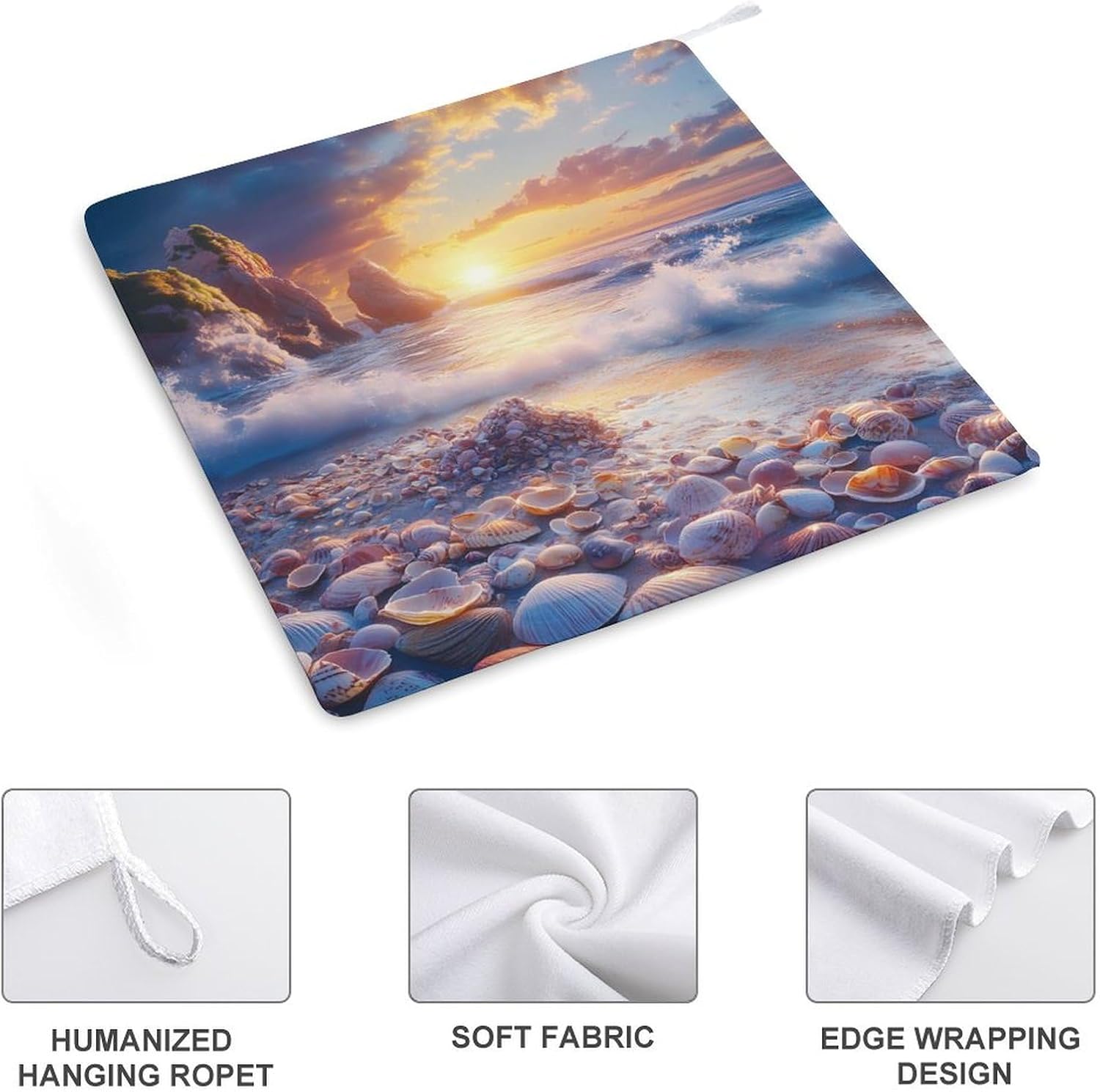 Sunset Sea Shells Towel Hand Towels Decorative Towel for Bathroom Kitchen Shower Gym 4PCS