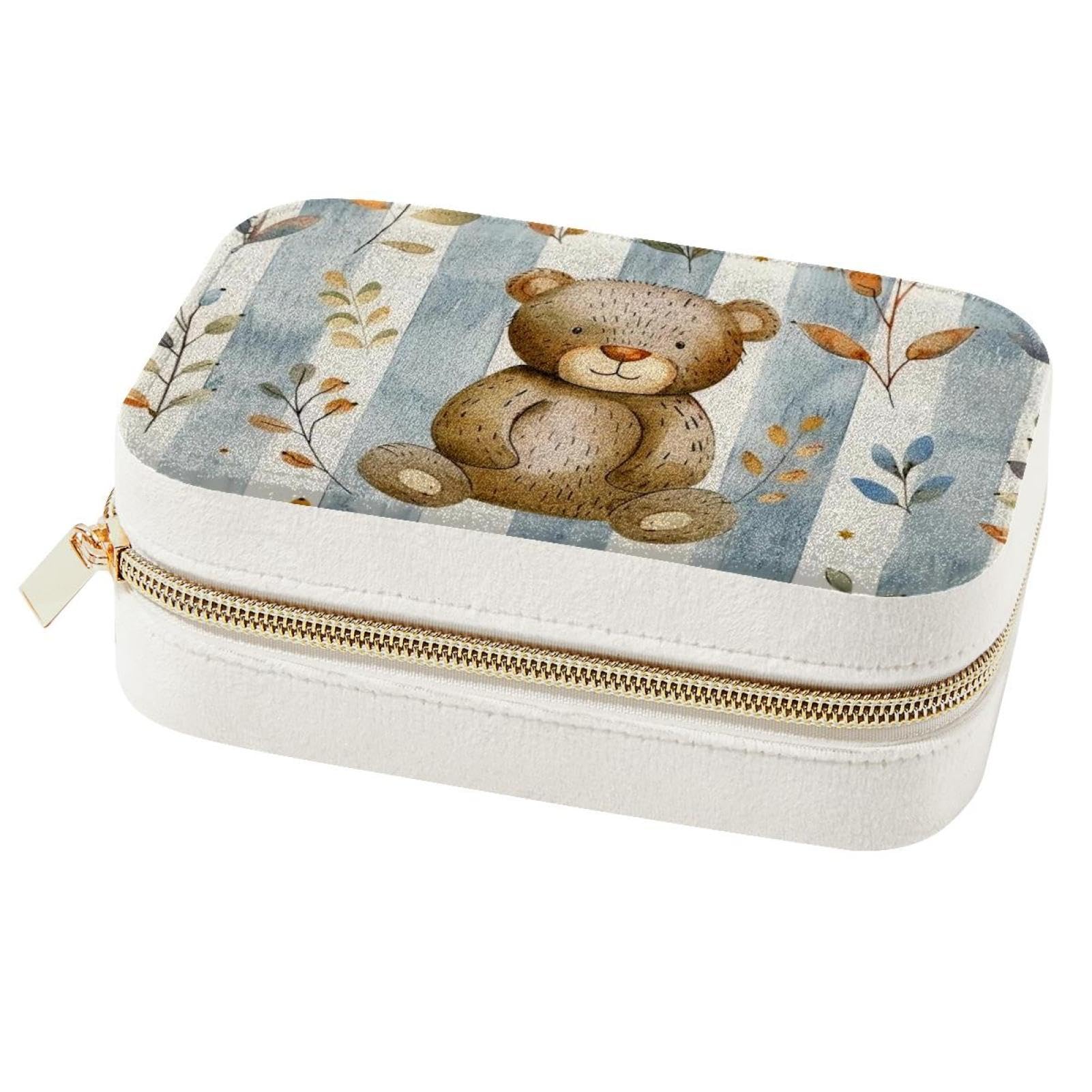 Boîte à bijoux portable motif feuilles pour boucles d'oreilles et bagues