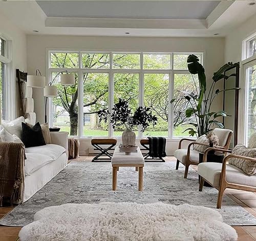 Miniatura 7 de Hauteloom Georgiana - Tapete rústico para puerta de entrada, pasillo, estilo persa, aspecto floral tradicional, gris, negro, marrón claro, crema, 2