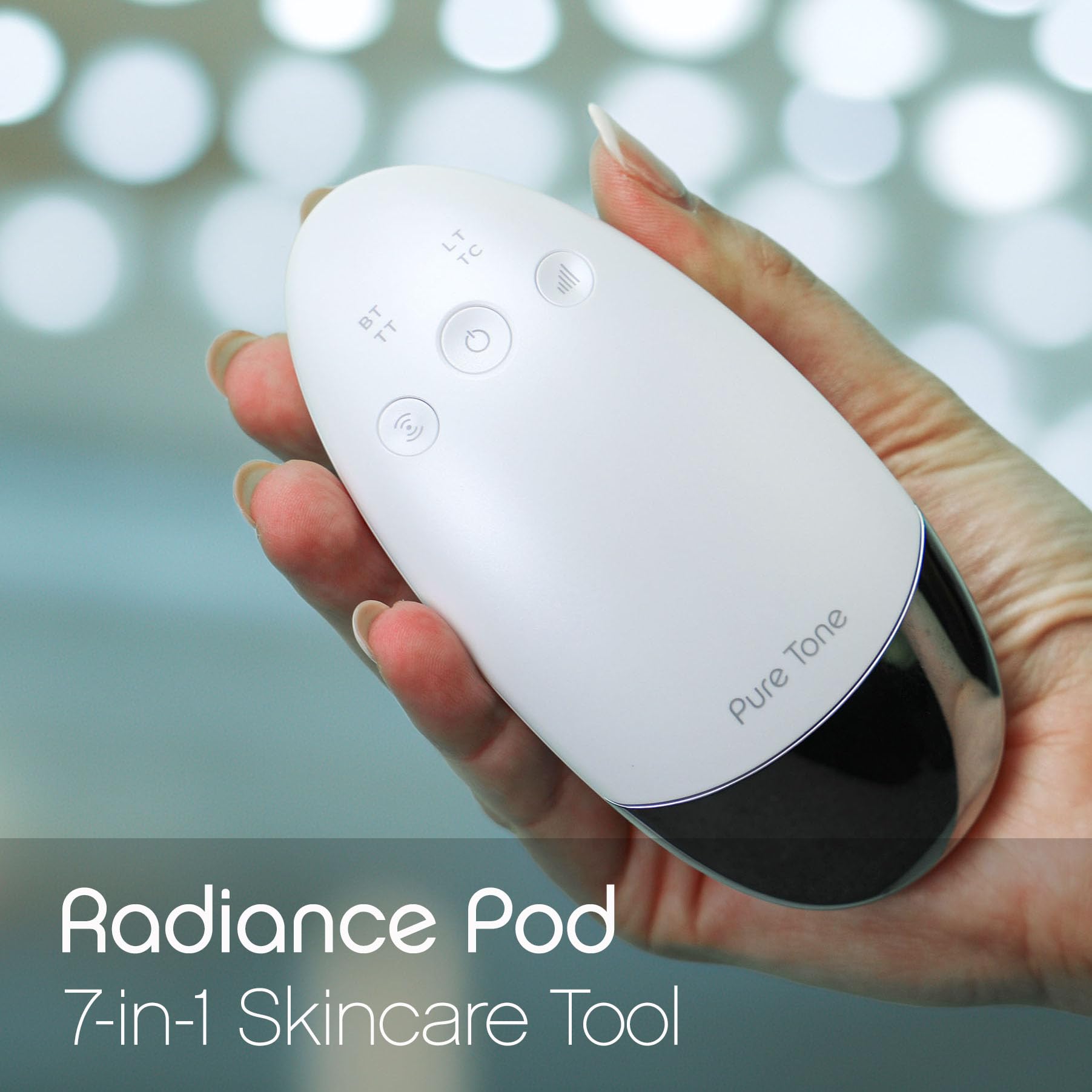 Pure Tone Radiance Pod Dispositivo Skincare 7-in-1 con Risultati Clinicamente Provati – Solleva e Rassoda la Pelle, Riduce le Rughe, Migliora la Luminosità, Aumenta l'Assorbimento dei Cosmetici.