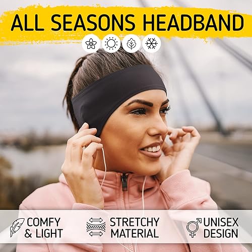 Miniatura 14 de The Friendly Swede Diadema calentadora de oídos, paquete de 2 unidades, unisex, de poliéster, elástica, para mujeres y hombres, cubiertas