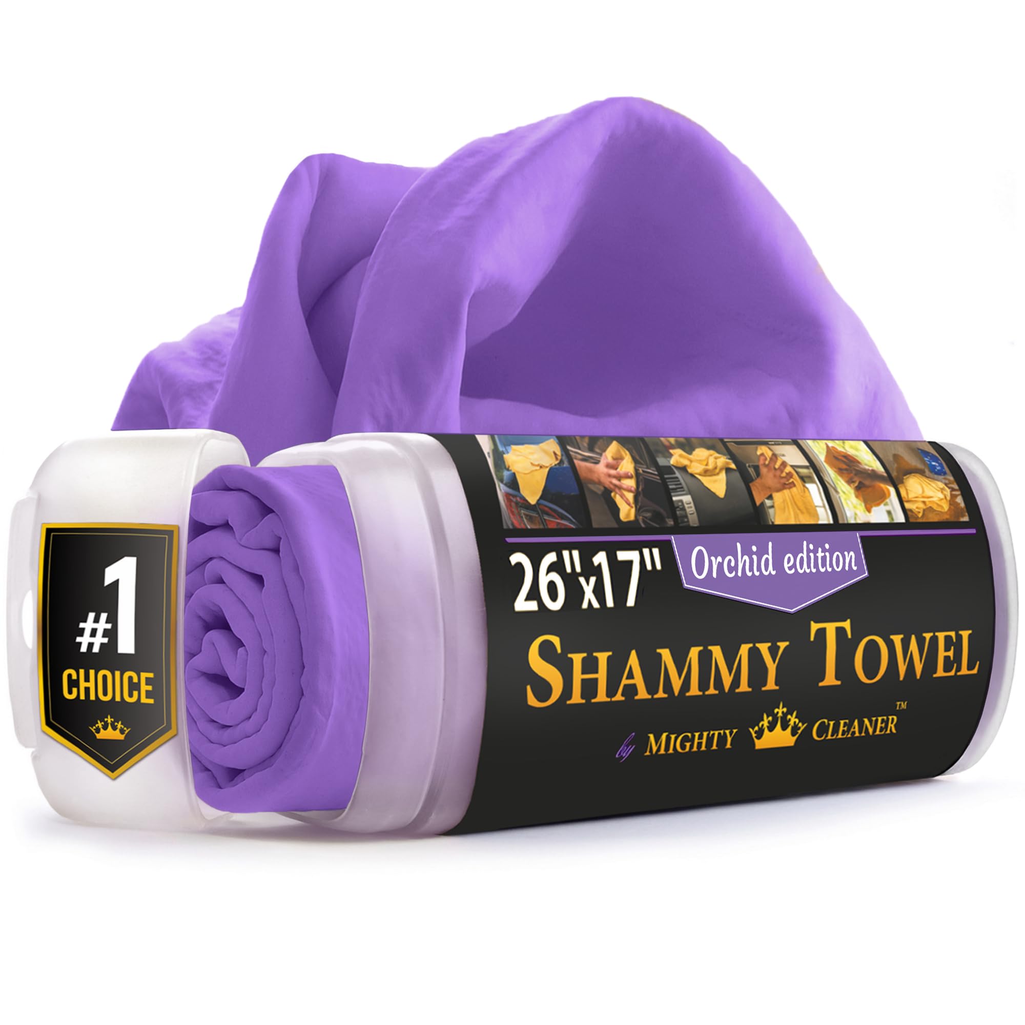 Premium Shammy Cloth for Car Drying - Super Absorbent Reusable Chamois Towel - Scratch-Free Car Drying Towel (26'x17')