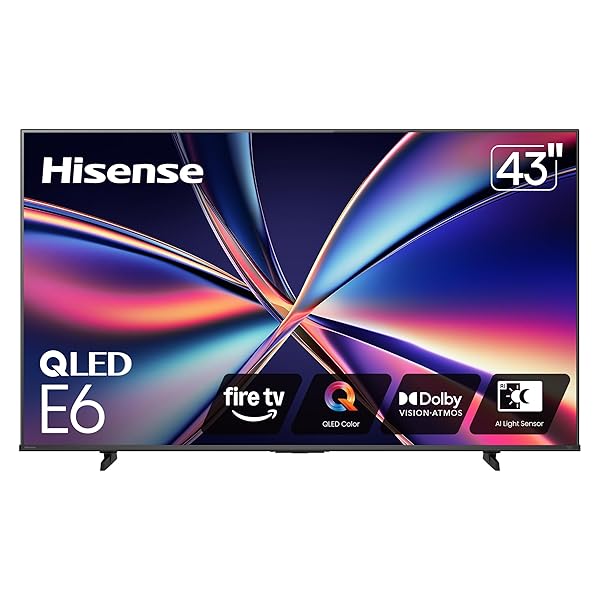Hisense 43" E6 Cinema Series QLED 4K UHD Smart Fire TV (43E6QF, 2025 Model) - QLED, AI Light Sensor, Dolby Vision  Atmos, Voice Remote with Alexa, Motion Rate 120, HDR 10+ Adaptive, Game Mode Plus