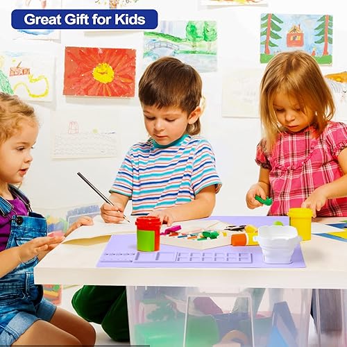 Miniatura 7 de AWOKE Alfombrillas de silicona para manualidades tapete de silicona de 20 x 16 pulgadas con 1 taza de agua para niños la alfombrilla de arte tiene