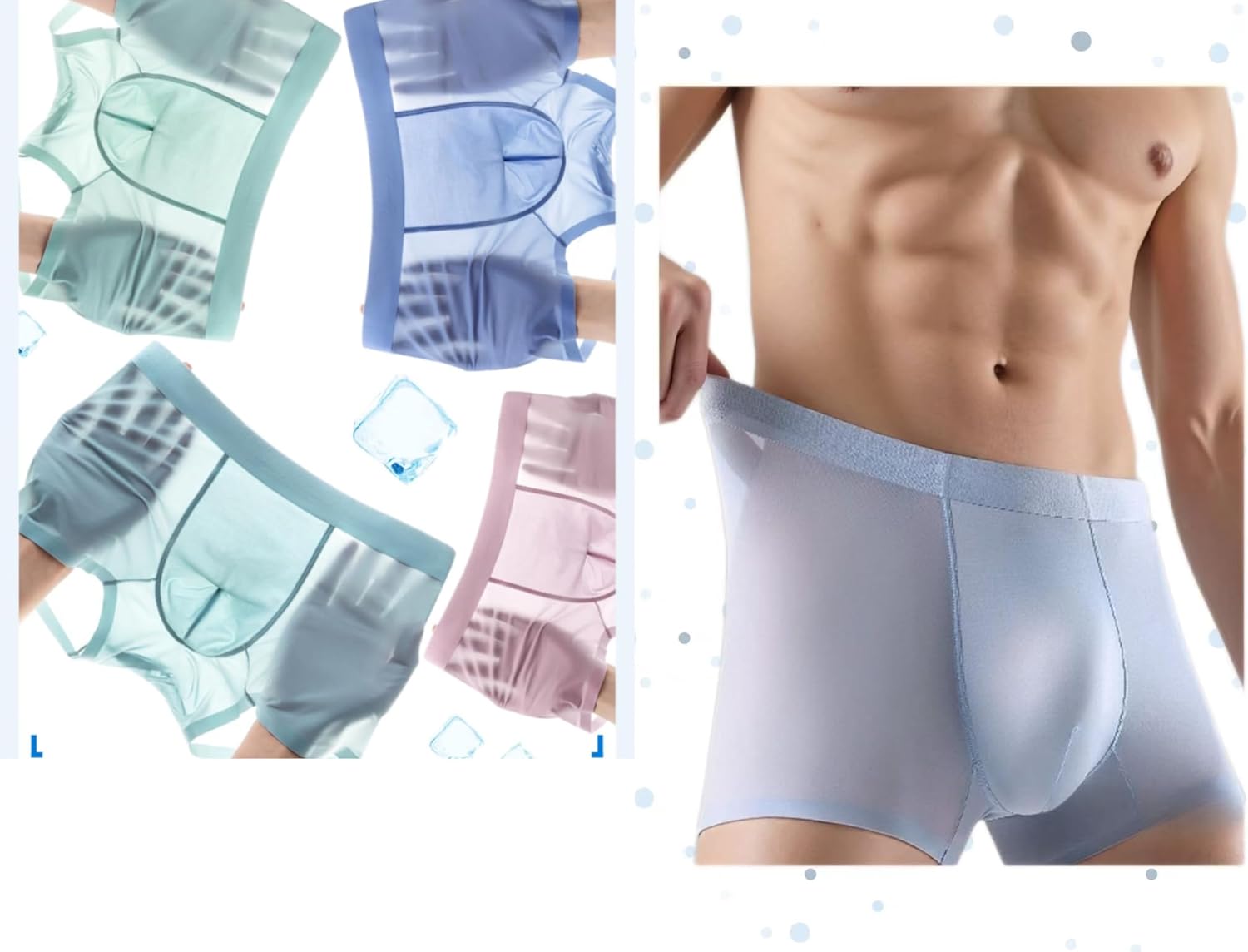 Men's Ice Silk Sexy Seamless Boxer Briefs Shorts Underwear,Underwear Comfortable Ultra-thin Breathable Male Underpants - Image 2