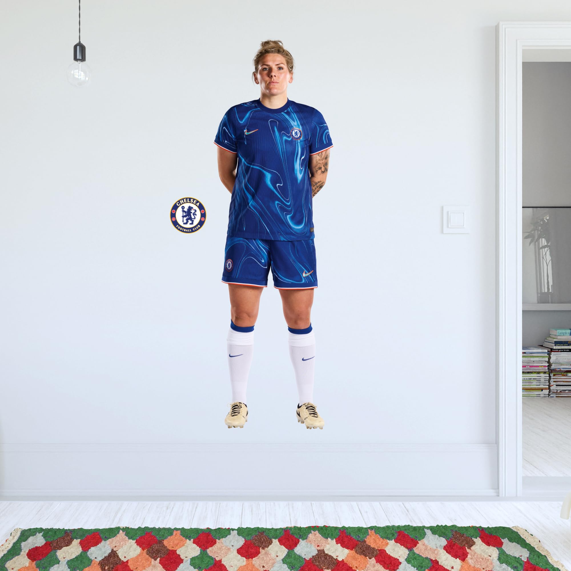 Themed Chelsea Wall Sticker - Millie Bright 24/25 Player + Cfc Decals Football Art (120Cm Height)