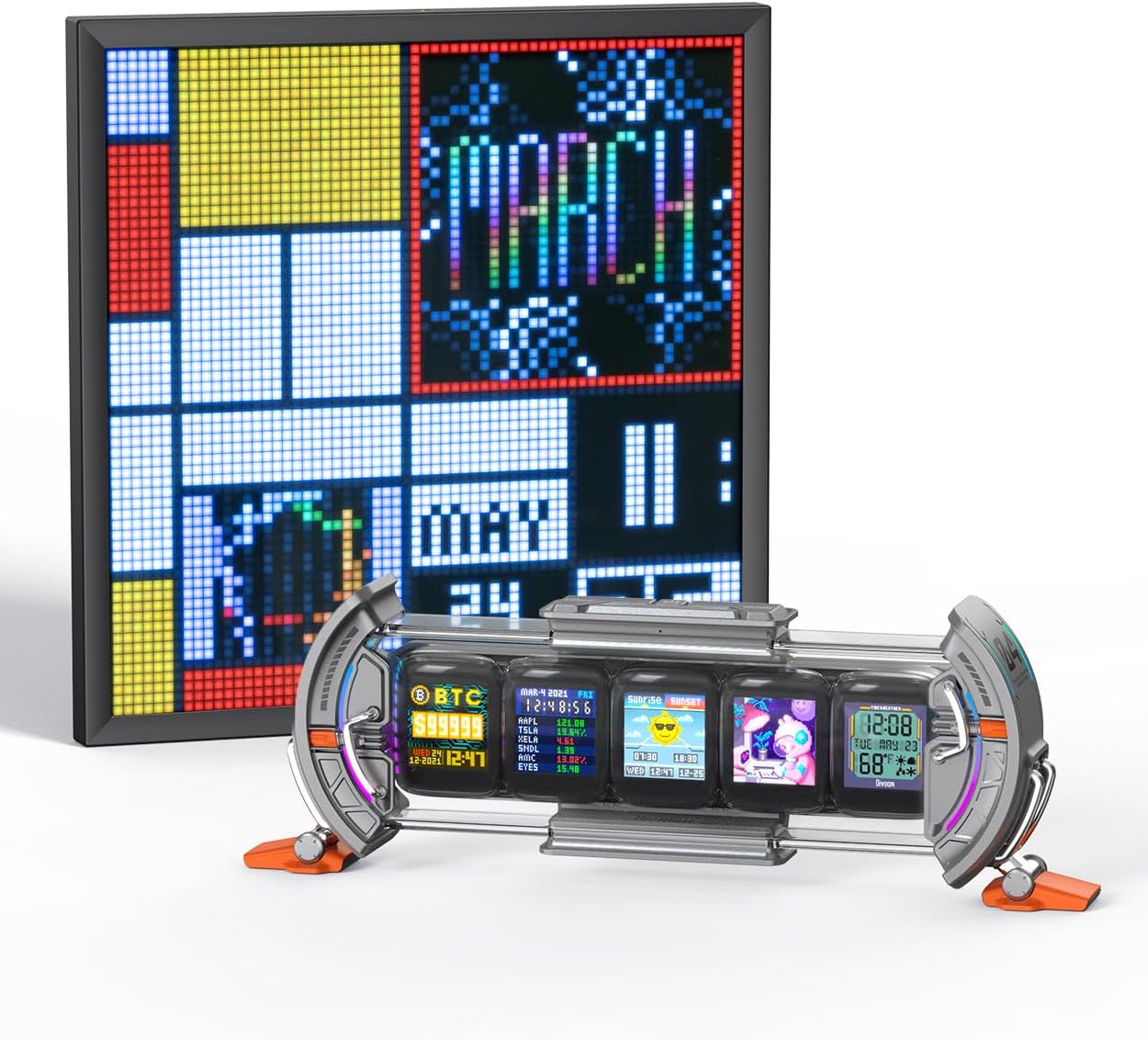 Amazon.com: Divoom Times Gate Silver+Pixoo 64,RGB LED Display, Pixel ...