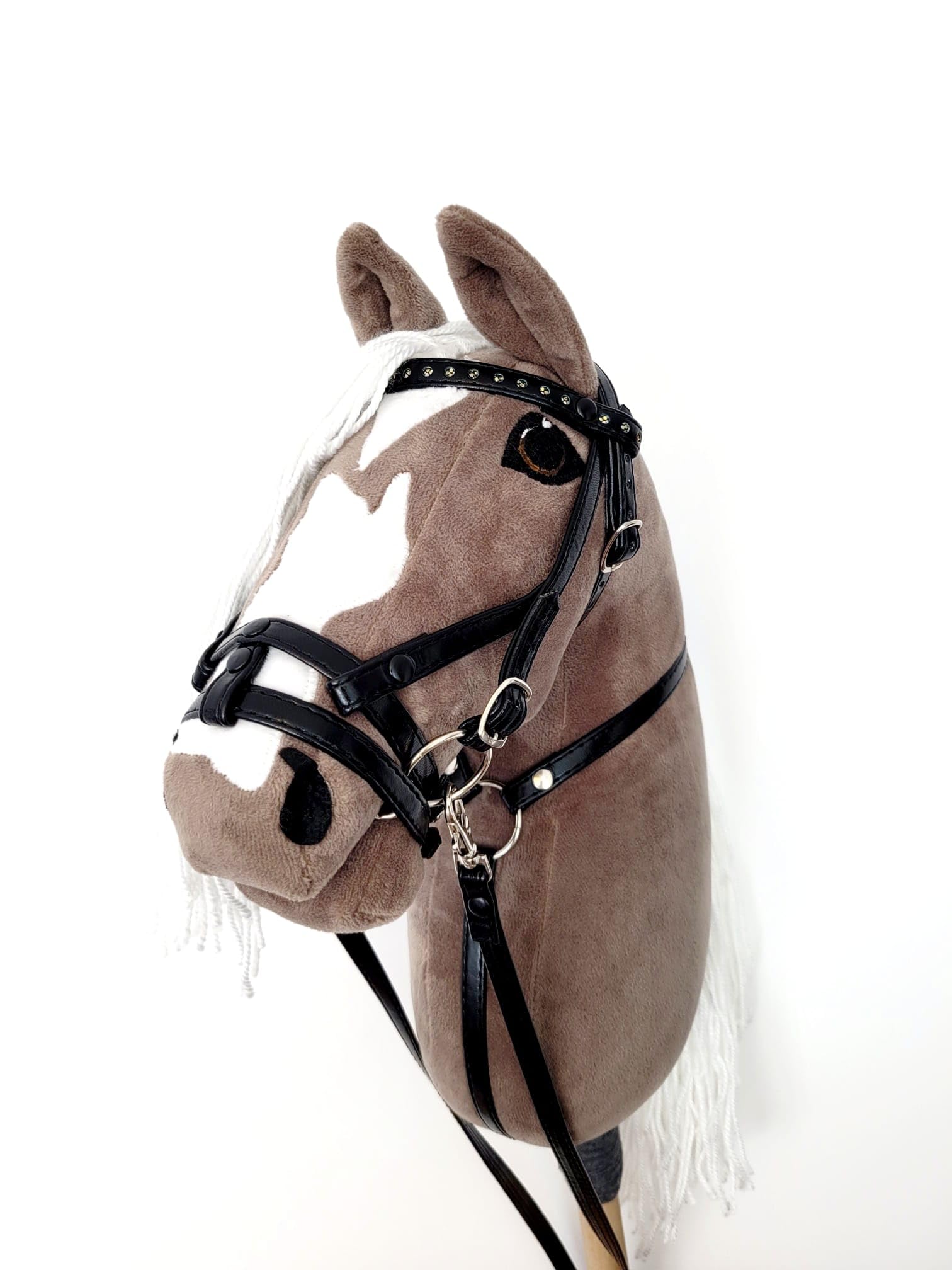 Hobby Horse Grande A3 (Cavallo su mazzo) con briglia come da immagine (grigio chiaro)