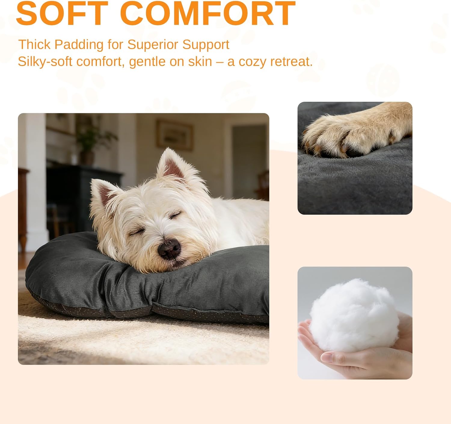 Washable Dog Bed for Large Dogs, 35x22 Inch Short Plush Oval Crate Pad with Non-Slip Bottom, Silver-Tipped High-Resilience Pet Mat,Dark Grey