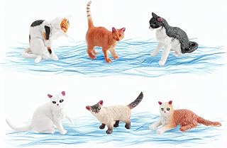 Set of 6 Realistic Miniature Cat Figurines, 1:12 Scale Lifelike Pets for Dollhouse, Detailed PLA Animal Models Perfect for Fairy Gardens, Dioramas & Adult Collectors.