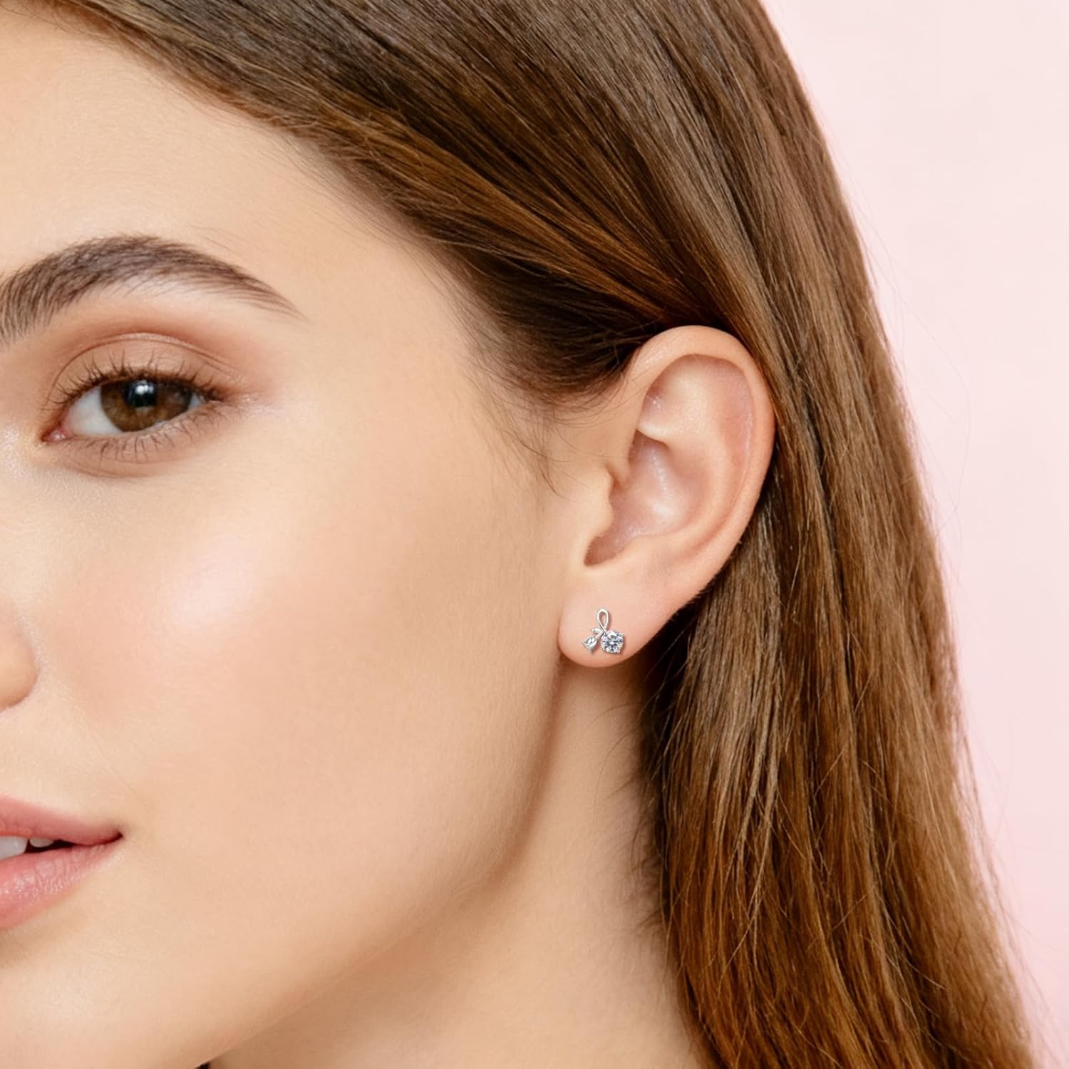 Moissanite Rose Earrings for Women Moissanite Studs S925 Sterling Silver 18K White Plated D Color VVS1 Gift for Wife Mother for Birthday Anniversary Christmas - Image 3