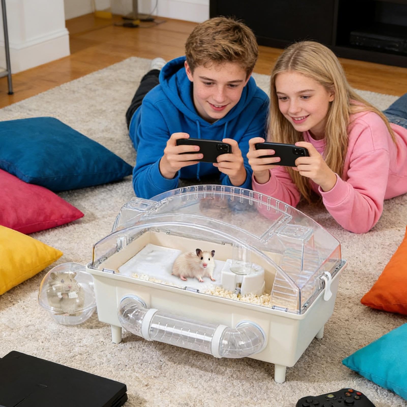 Gabbia Criceti Di Piccole Dimensioni Recinto Habitat Animali Domestici | Habitat Trasparenti Animali Domestici Adatto per Riccio, Cincillà, Coniglio, Porcellino d'Nano, Furetto, Criceto e Gerbillo