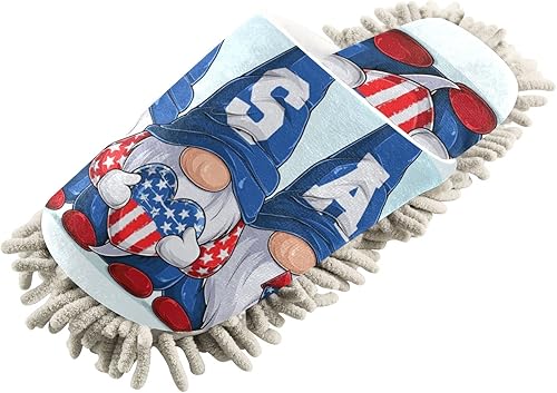 Miniatura 2 de Kigai Pantuflas de limpieza de microfibra con gnomos americanos lavables para hombres y mujeres limpiadores de polvo de piso de casa talla L