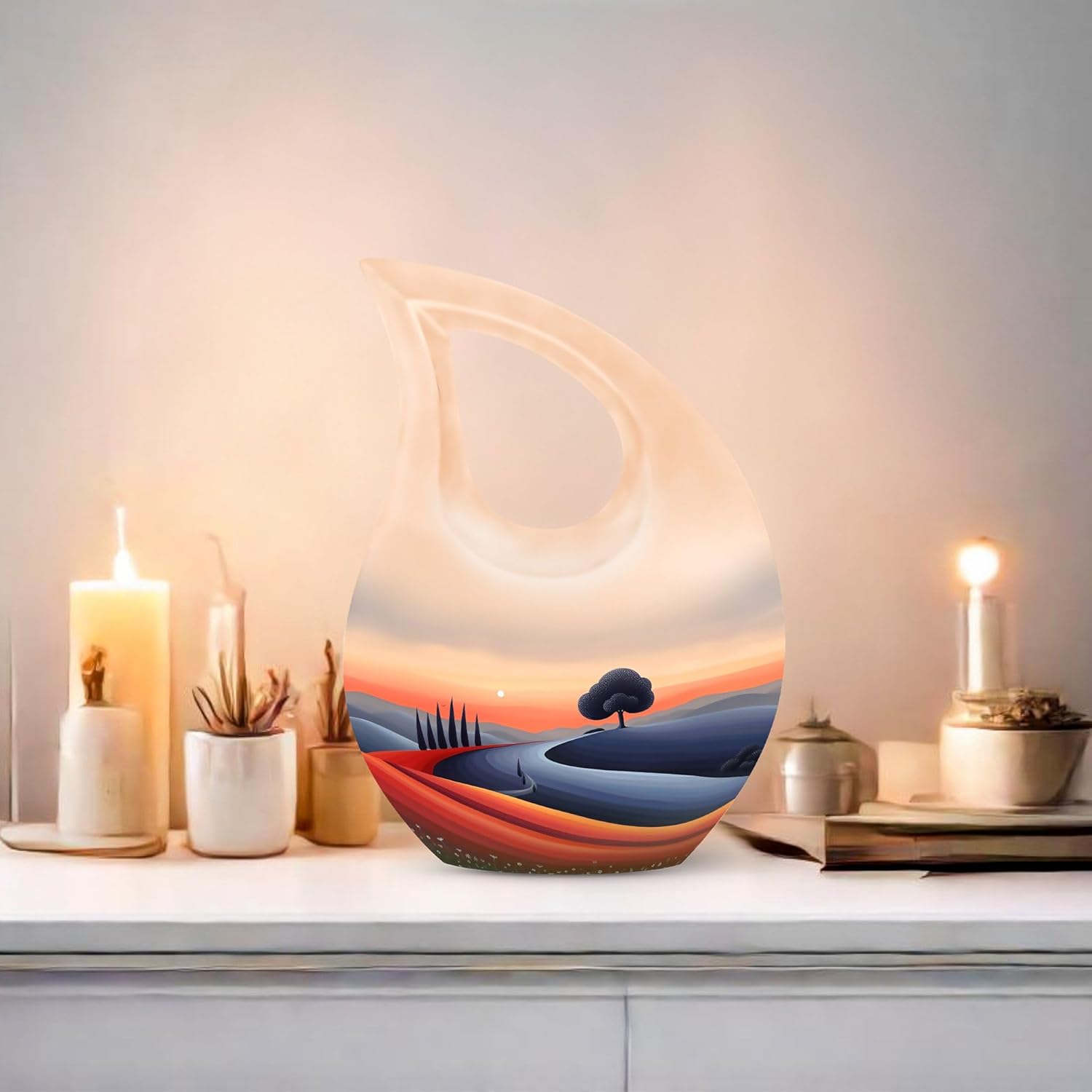 Sunset Serenade Harmony and Urn - Small Urns for Human Ashes - Urns for Adults Men & Womem - Urn for Burial - Small Cremation Urns, Keepsake urns for Ashes Small(Size - 4inch, 1Pcs)