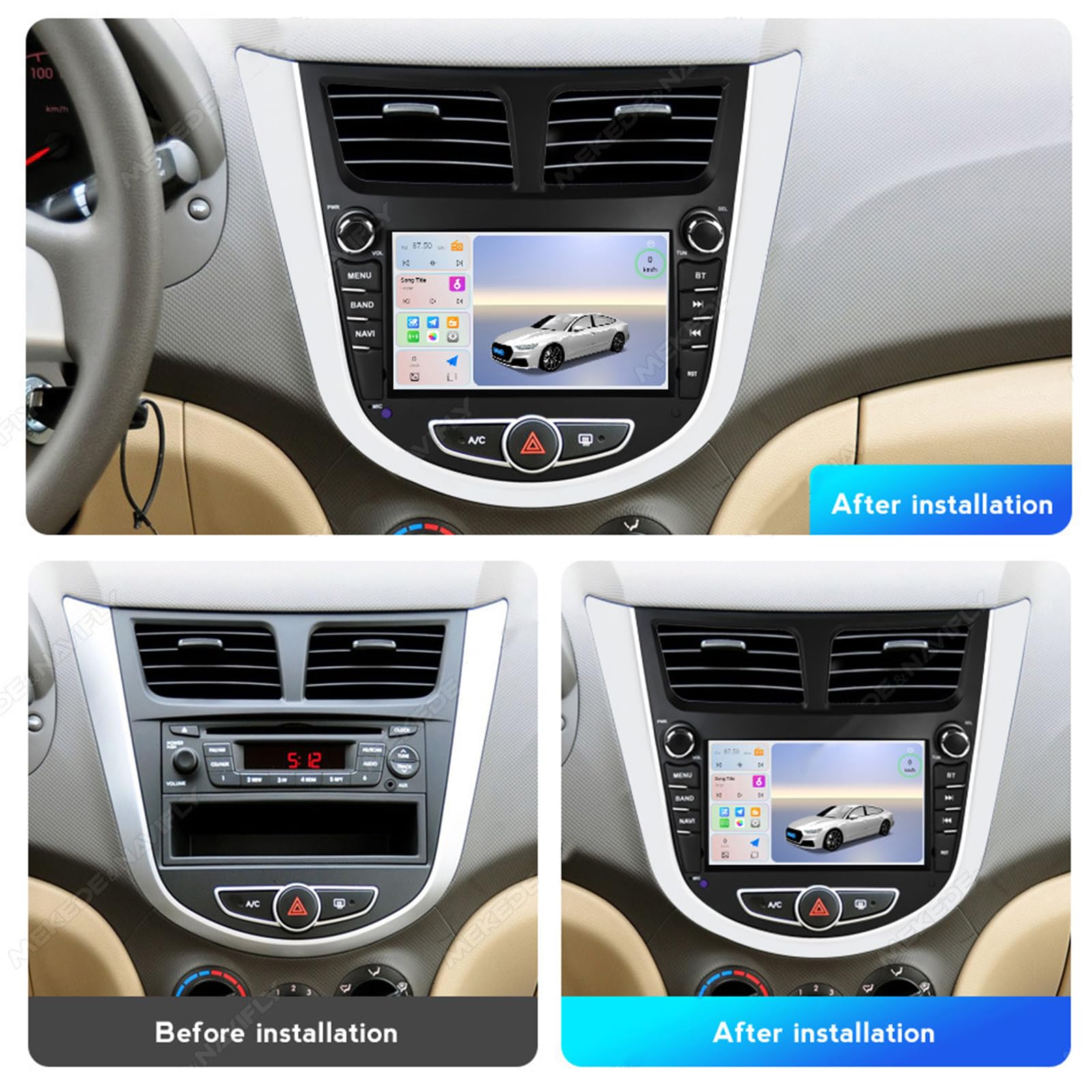 Radio de Coche de 7 Pulgadas para Hyundai Verna Solaris Accent 2010-2016
