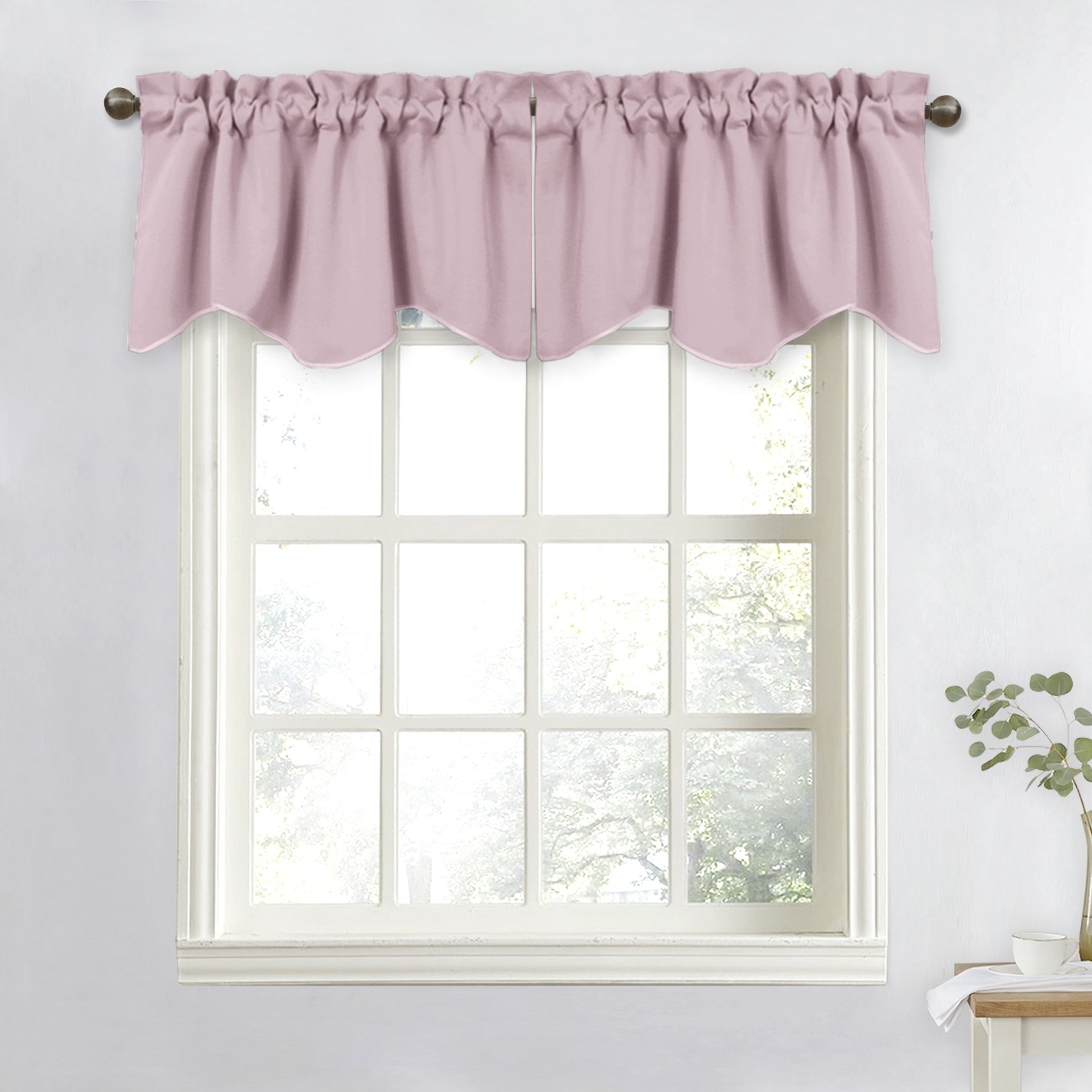 Rideau occultant rose 132x45 brise-bise festonné NICETOWN rideau court chambre et cuisine