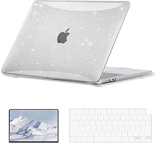 EooCoo Compatible with New MacBook Air 13.6 inch Case 2022 2023 Release A2681 M2 Chip with Retina Display, Glitter Hard Shell Case + TPU Keyboard Skin Cover + Screen Protector - Sparkly Clear