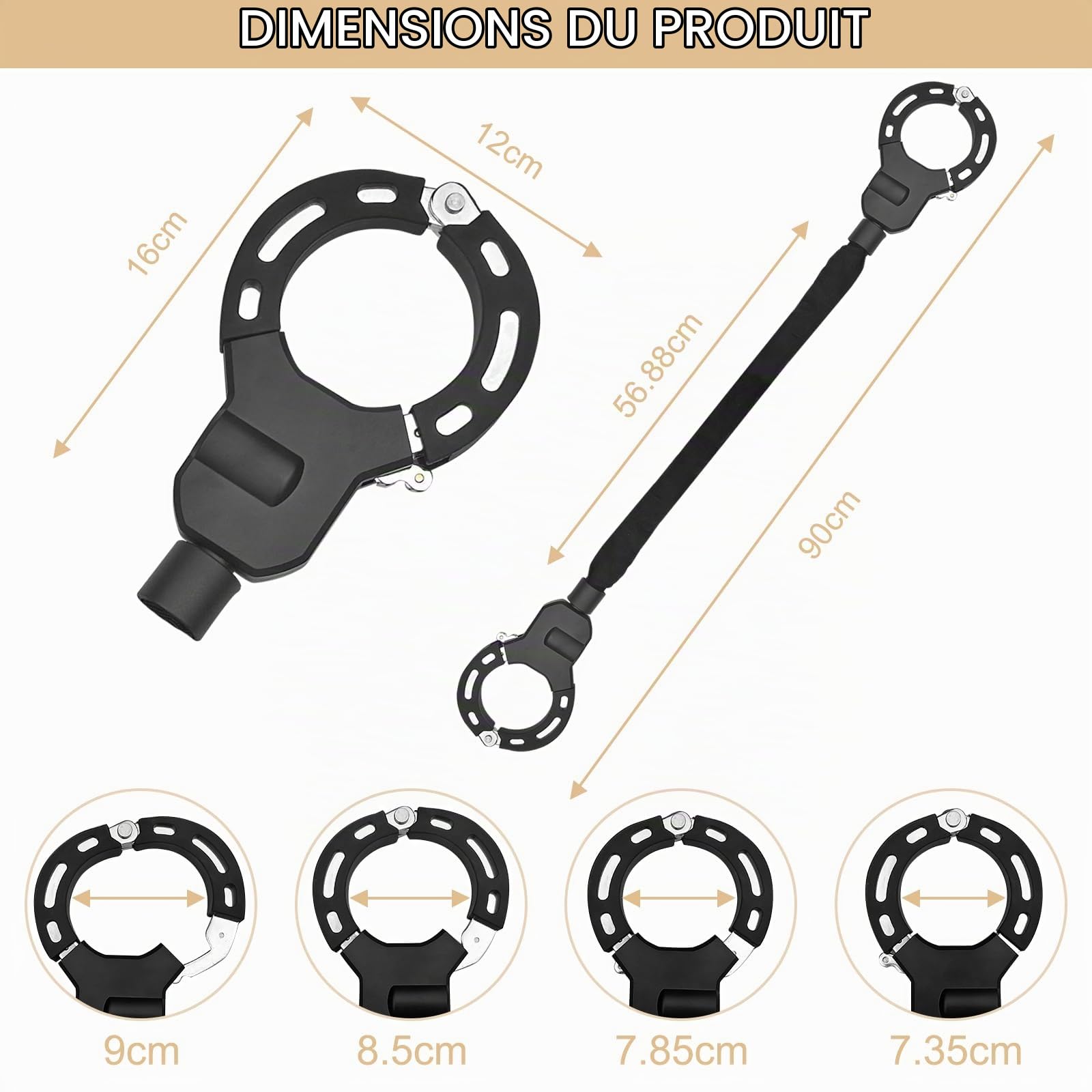 Antivol Trotinette Electrique 8 mm, Cadenas Trotinette Électrique, Cadenas Velo avec 3 Clés et 3L Sac Etanche, Chaînes Antivol Menotte avec Housse de Protection en Silicone