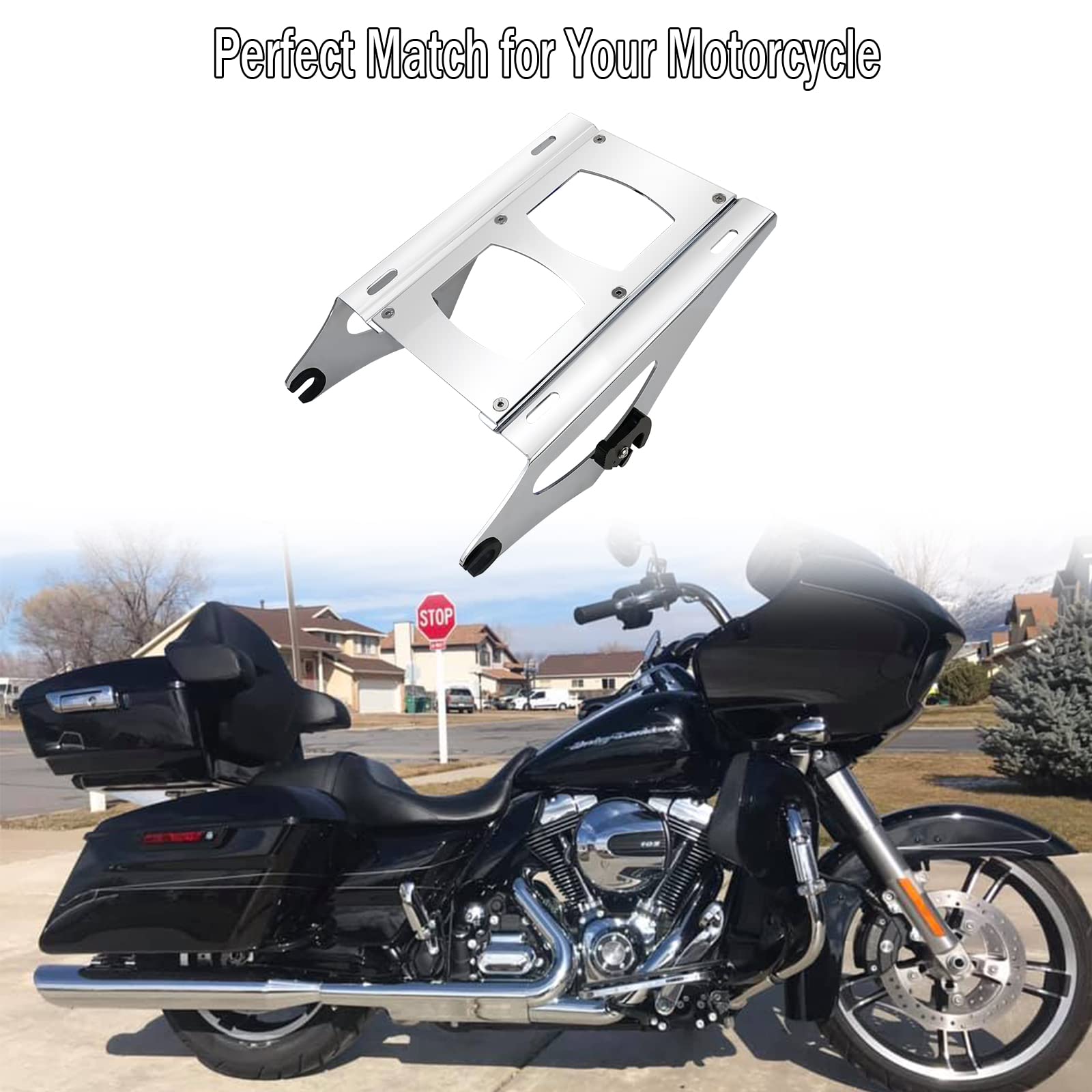Detachable Two-Up Tour Pack Mount Rack w/ Docking Kit For Harley