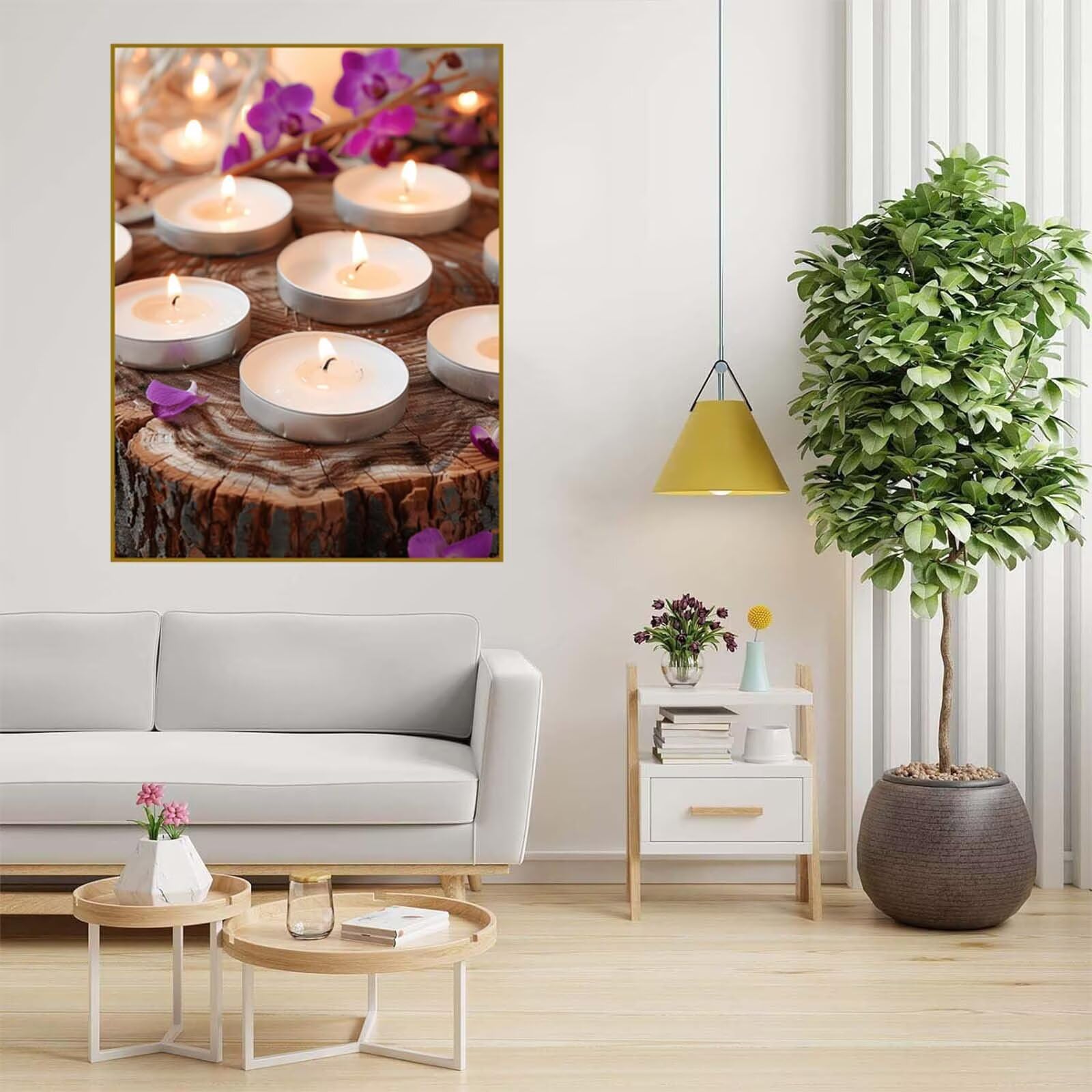 Diamond Painting Blume Malen Nach Zahlen Erwachsene, 5D Diamant Painting Bilder Kerze Diamond-painting Mosaikherstellung Bastelset Kinder ab 6 Jahre, Deko Wohnzimmer, Mädchen Geschenke 70x100cm 6X-633