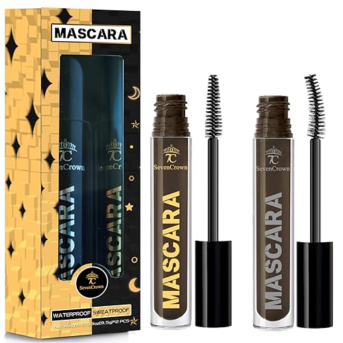 7C SEVENCROWN Juego de rímel marrón rizado y longitud impermeable  Vegano y libre de crueldad animal  Regalo de vacaciones para los amantes de la
