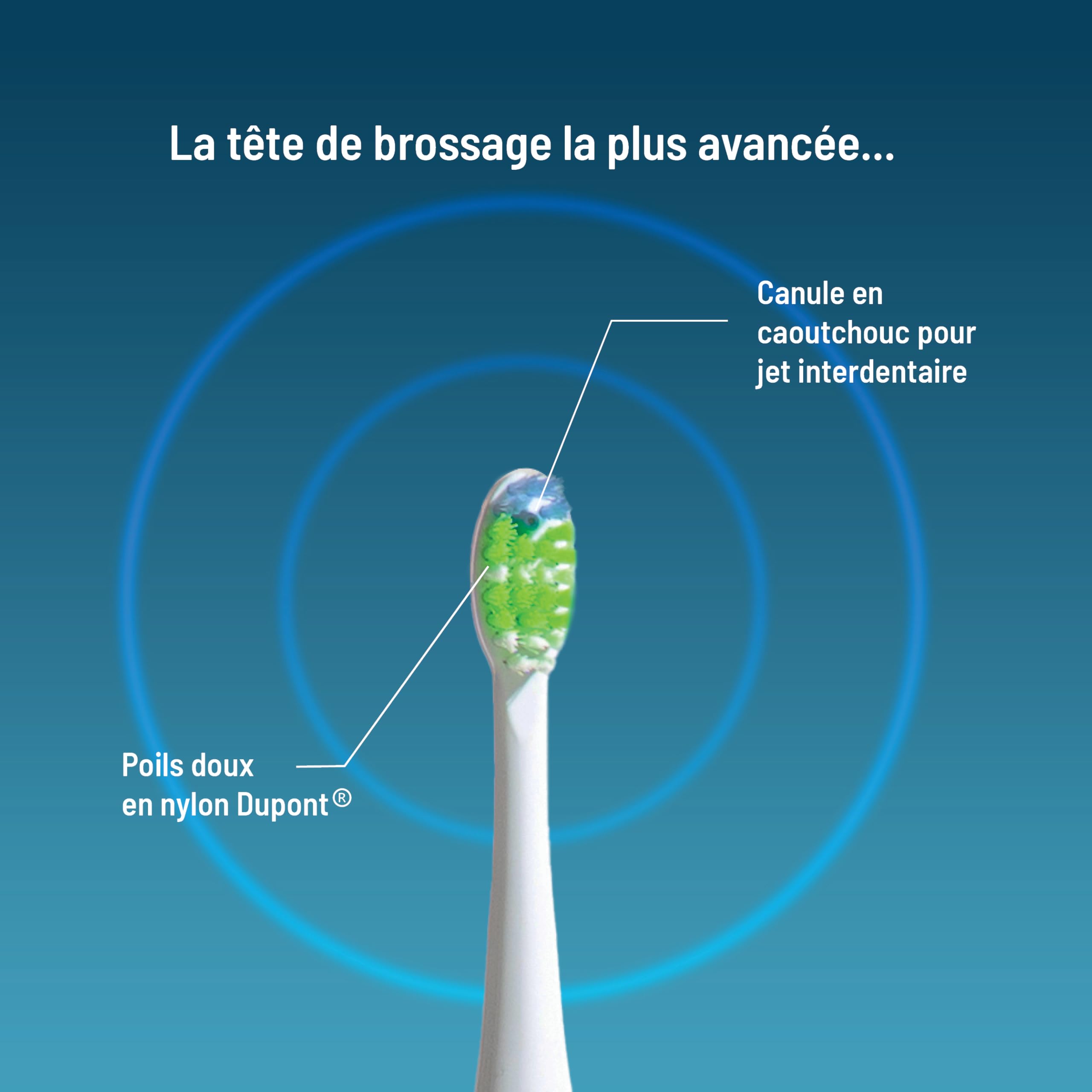 Haepi Julia – Brosse à dents électrique sonique 3 en 1 | Brossage +Jet interdentaire +Détartrage | 48 000 vibrations/min | Rechargeable USB | Pour gencives sensibles & porteurs d'appareils dentaires